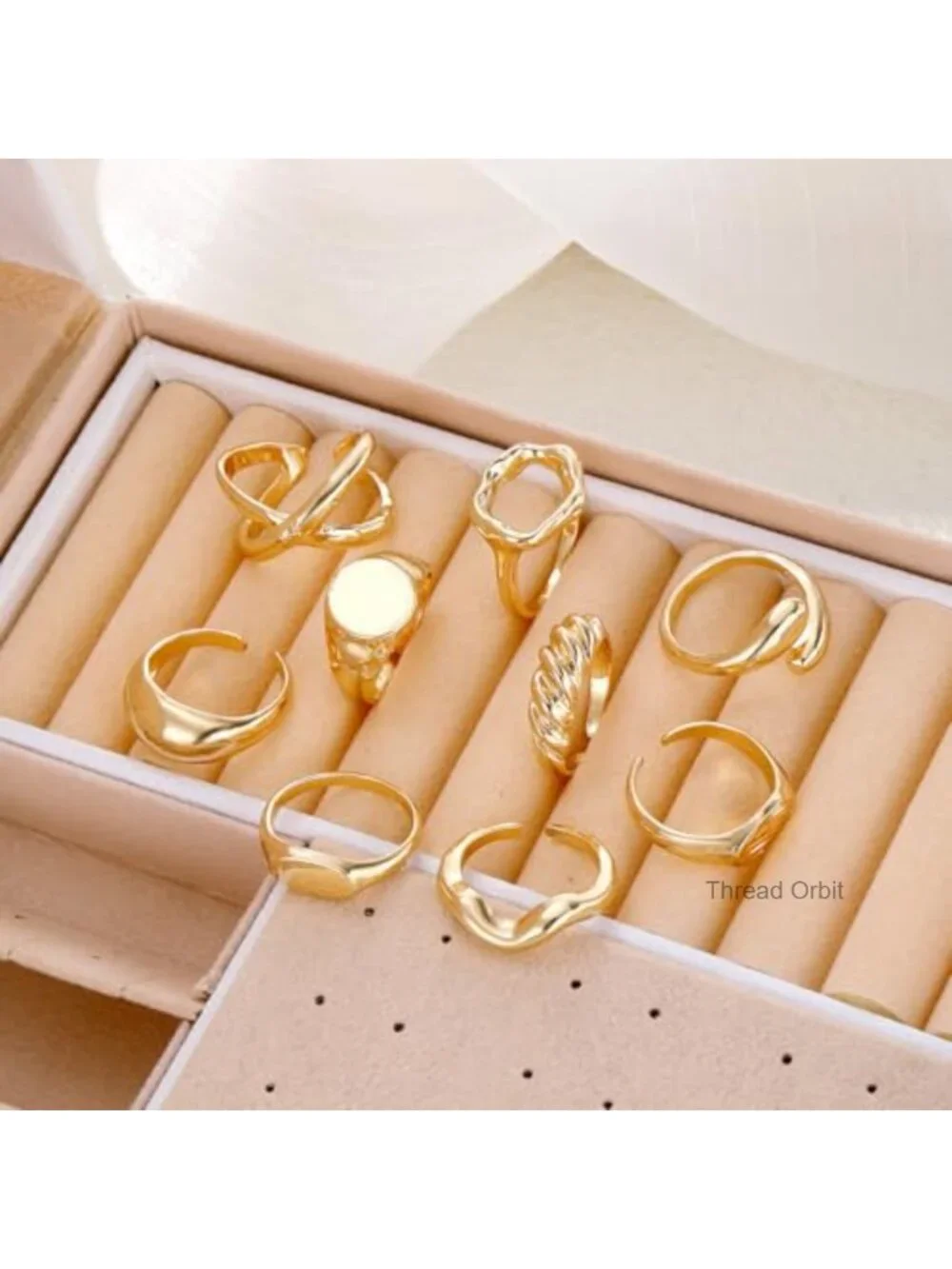 9PCS Gold Plated Stackable Rings Set Adjustable Hypoallergenic